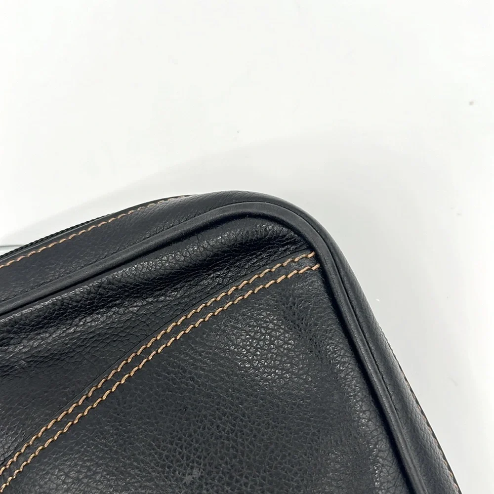 Vintage Dunhill Black Leather Travel Toiletry Bag Organizer